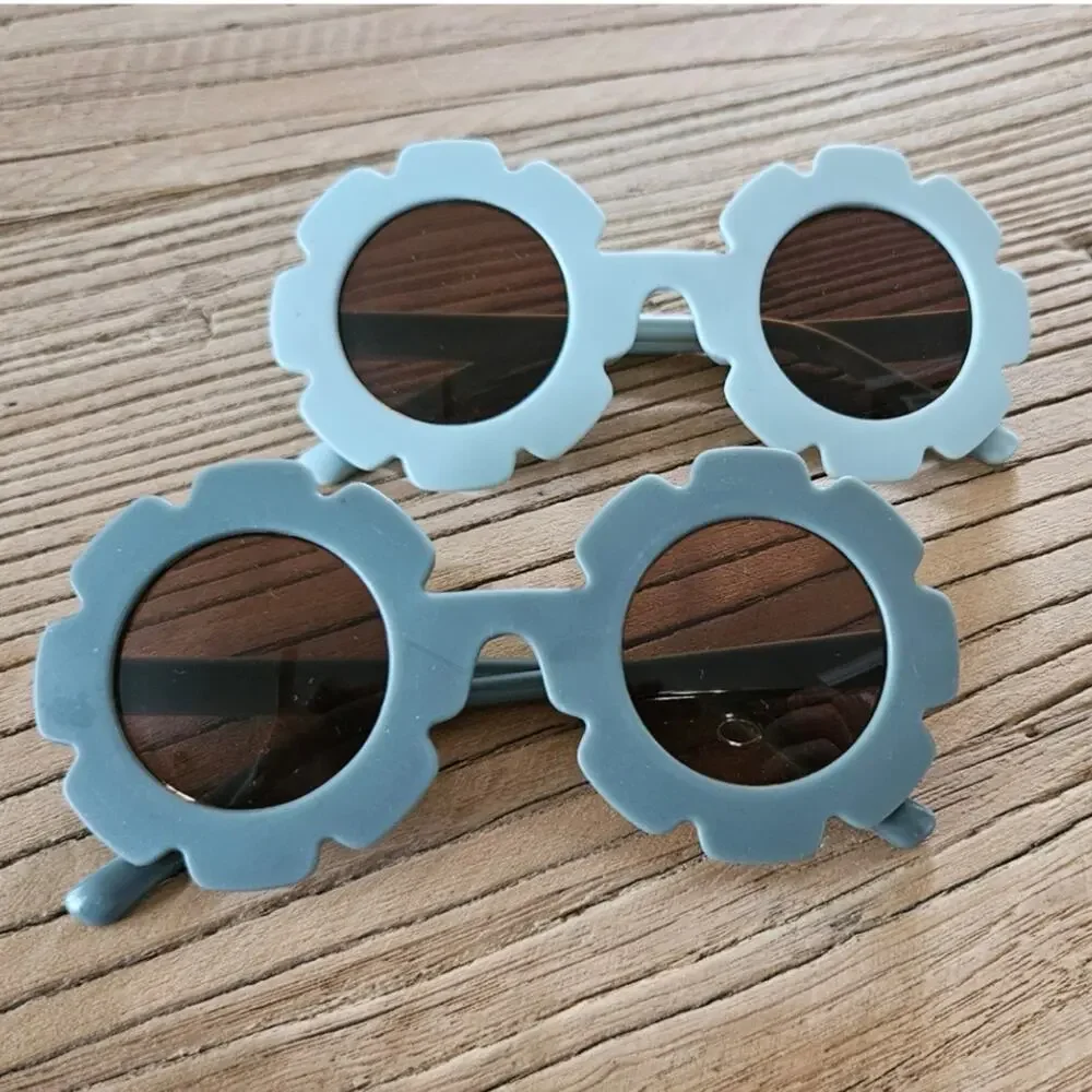 Girls Flower Muted Blue and Teal Sunglasses Bundle New
